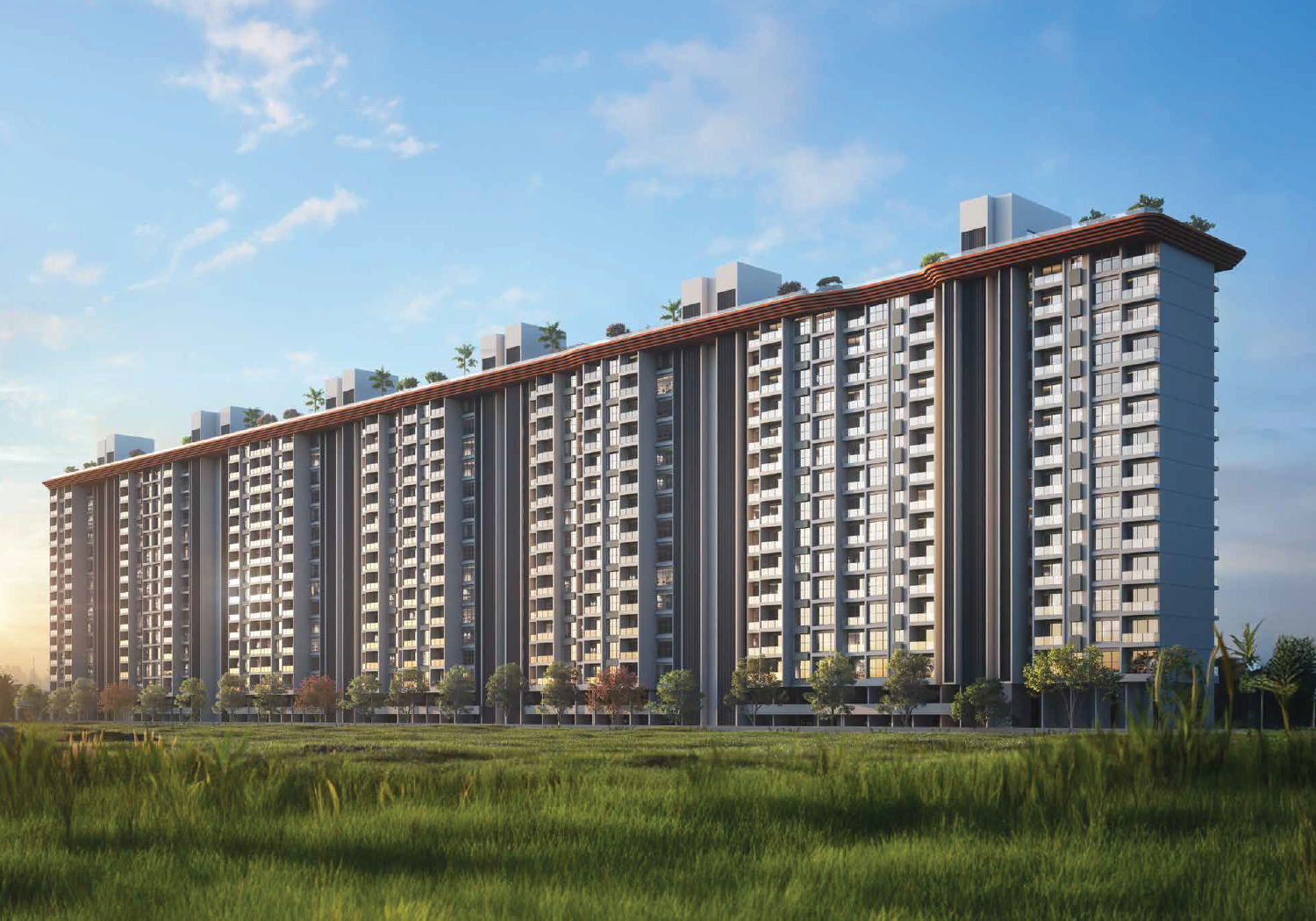 Exterior view of Saheel Itrend Vesta &mdash; photo gallery, images, brochure, amenities, cost sheet, price breakup, availability details, RERA number, RERA certificate, possession date, layout plan, logo, floor plan, master plan, and location map showcasing project highlights and features.