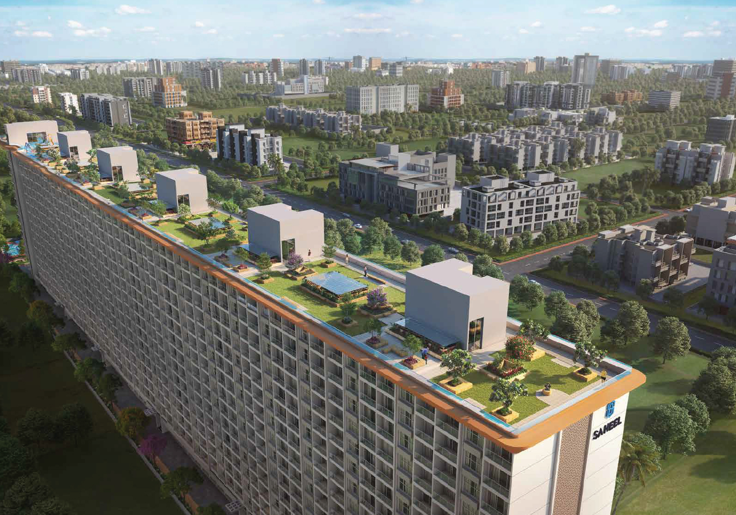 Exterior view of Saheel Itrend Vesta &mdash; photo gallery, images, brochure, amenities, cost sheet, price breakup, availability details, RERA number, RERA certificate, possession date, layout plan, logo, floor plan, master plan, and location map showcasing project highlights and features.